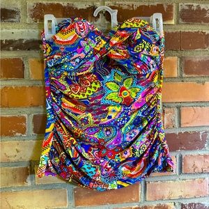 Bleu Rod Beattie Paisley Strapless Bandeau Tankini top